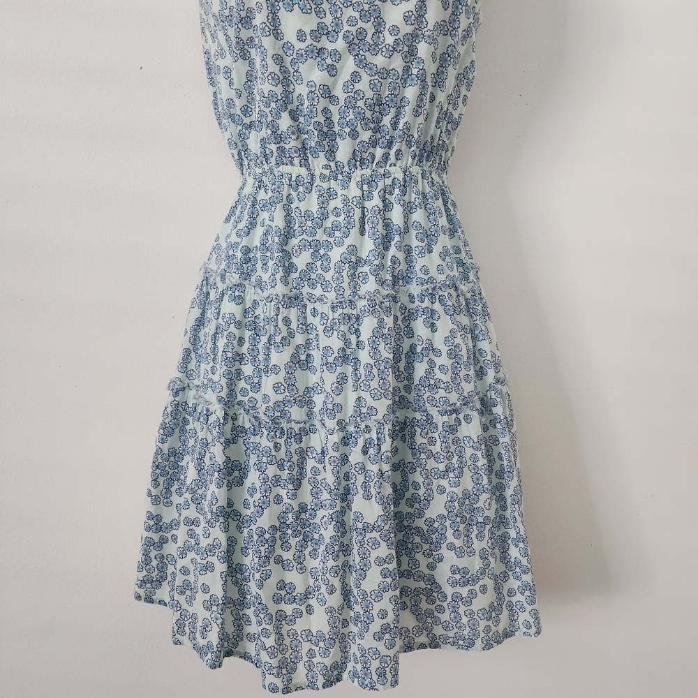 Maje Blue and White Floral Print Tiered Sundress Size 1 Backless Summer Dress - Picture 4 of 13